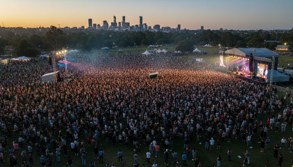 Dynamic Box Hill concert aerial photography: Elevating live event memories
