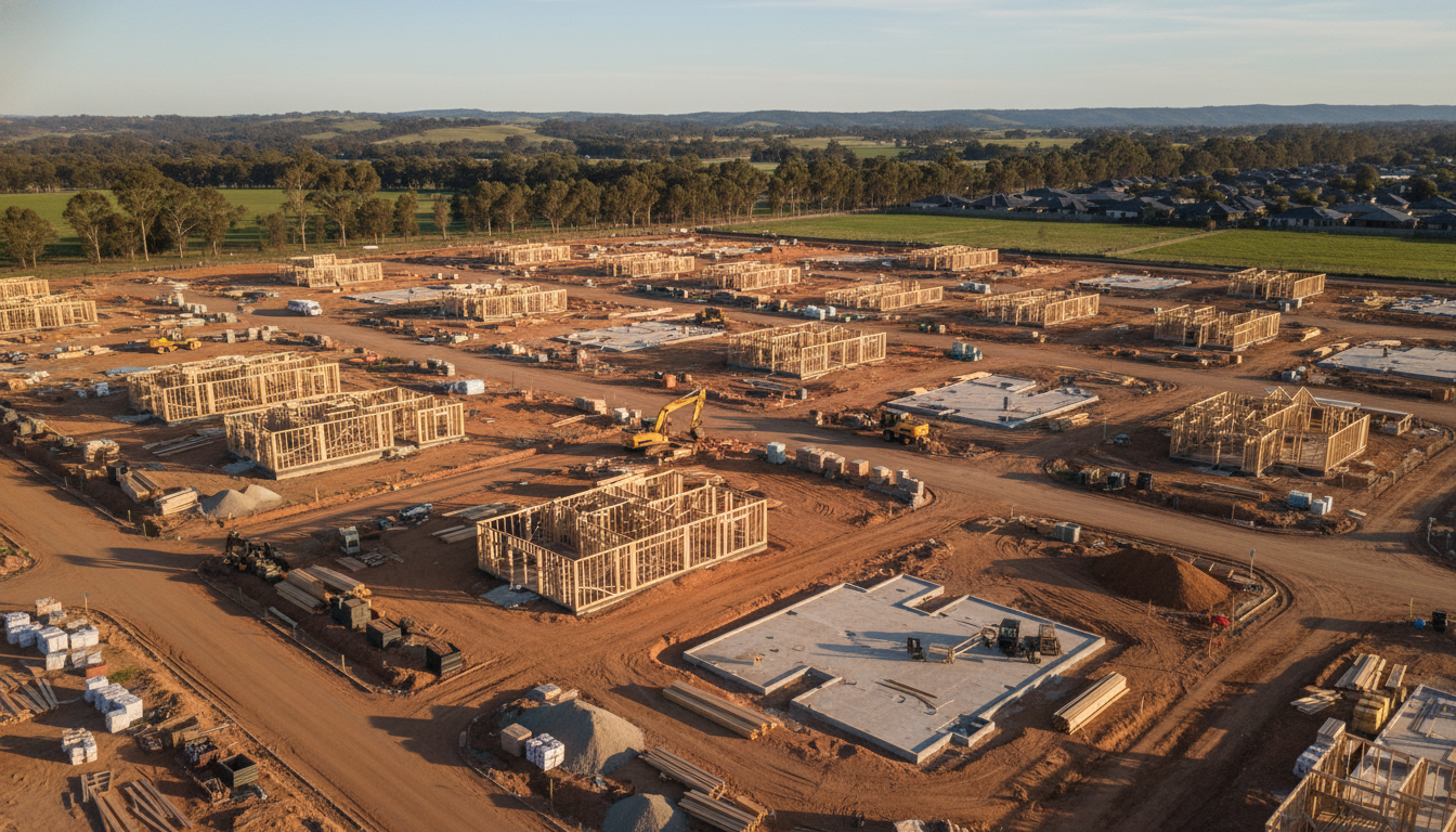Officer estate development aerial progress scans for builders