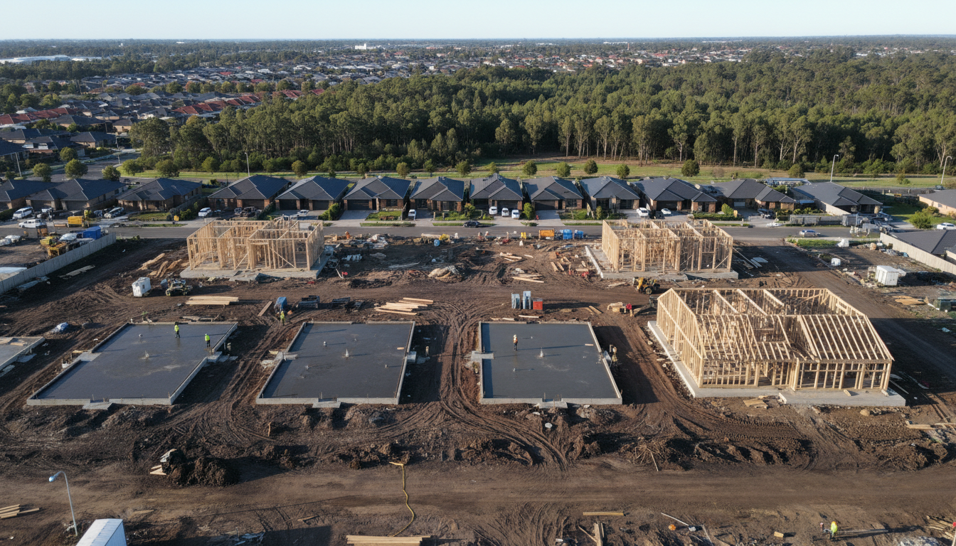 Officer site progress aerial photography for builders
