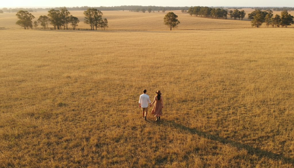 Rockbank creative aerial portraits for couples: Capture your love
