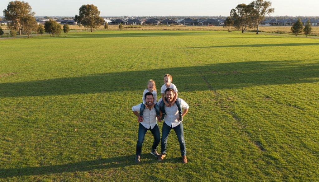 Tarneit golden hour aerial family portraits: Magic from above