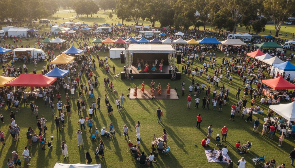 Vibrant Officer cultural event aerial drone photography: Elevating Memories