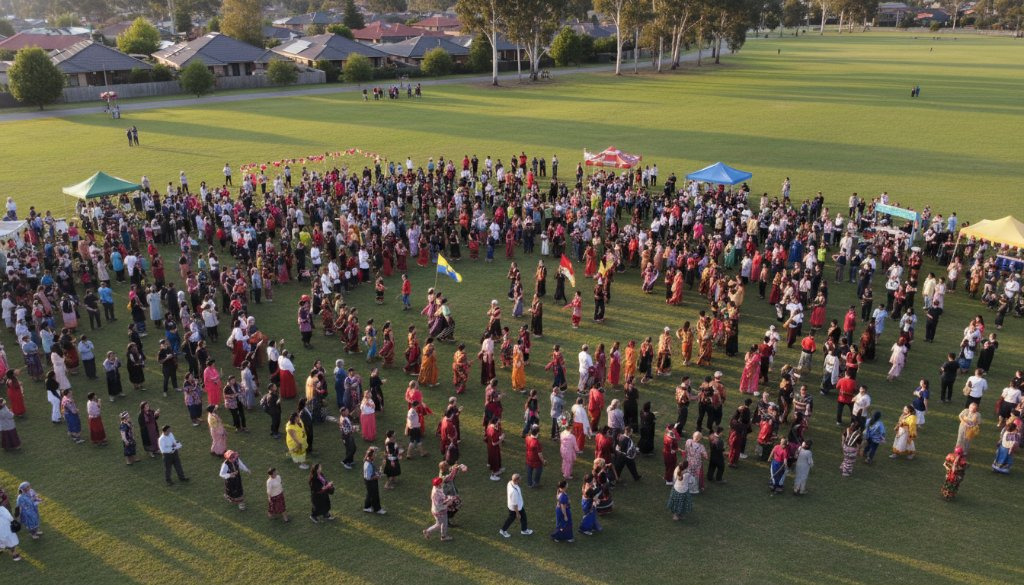 Vibrant Tullamarine cultural event aerial photography